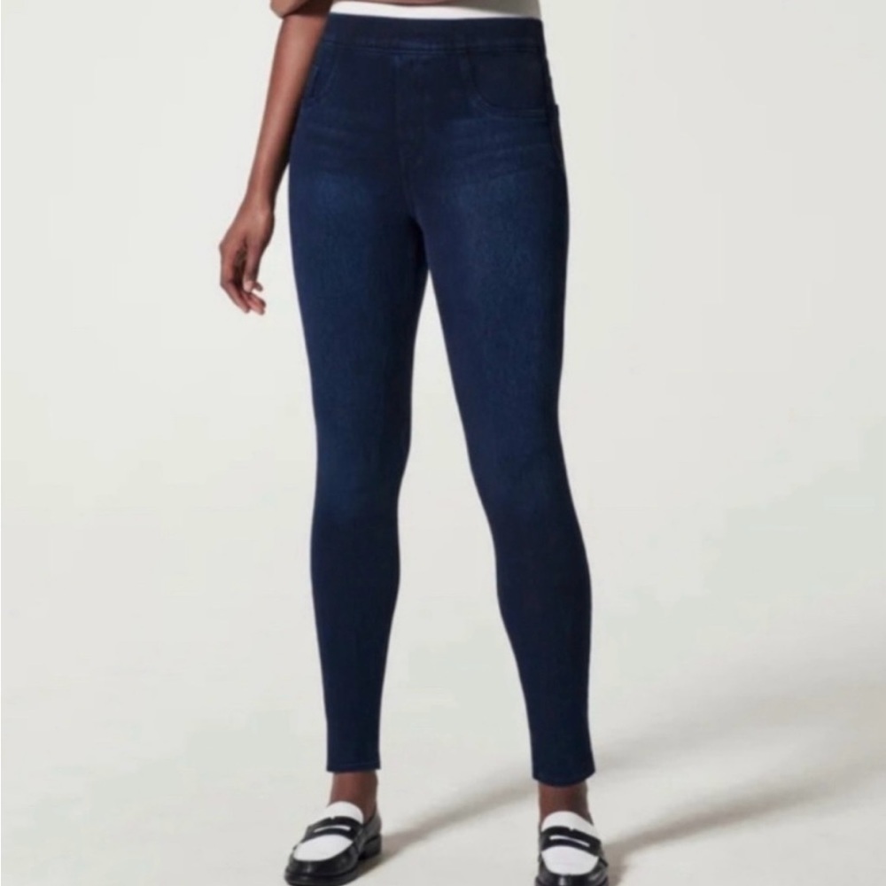 Spanx Denim Jean Jegging Hi-Rise Skinny Flex Waist Women's Size M Pull On EUC